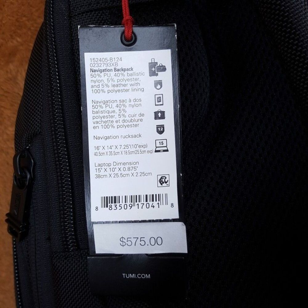 TUMI Backpack Alpha Bravo Navigation Black Burgundy Laptop Travel Business $575 - Picture 9 of 9